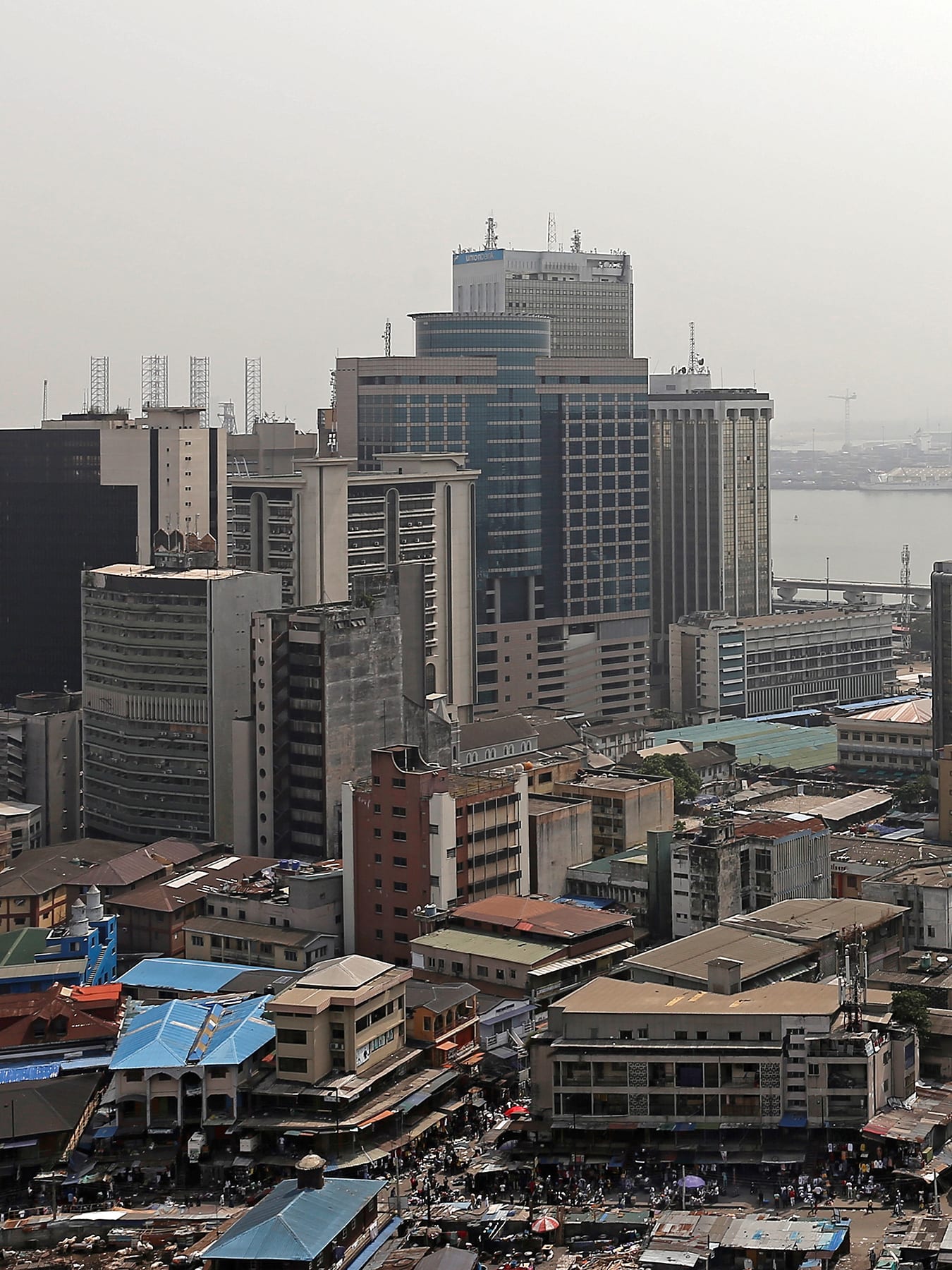 The photo shows the city from a distance. 