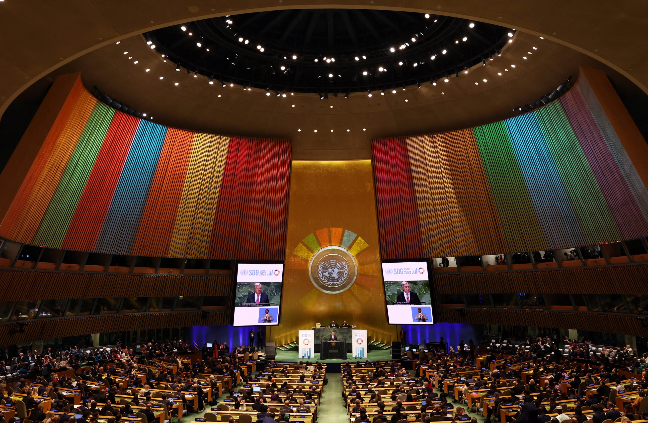 United Nations Secretary-General Antonio Guterres delivers a statement during the opening of the Sustainable Development Goals (SDG) Summit 2023, at U.N. headquarters in New York City, New York, U.S., September 18, 2023.