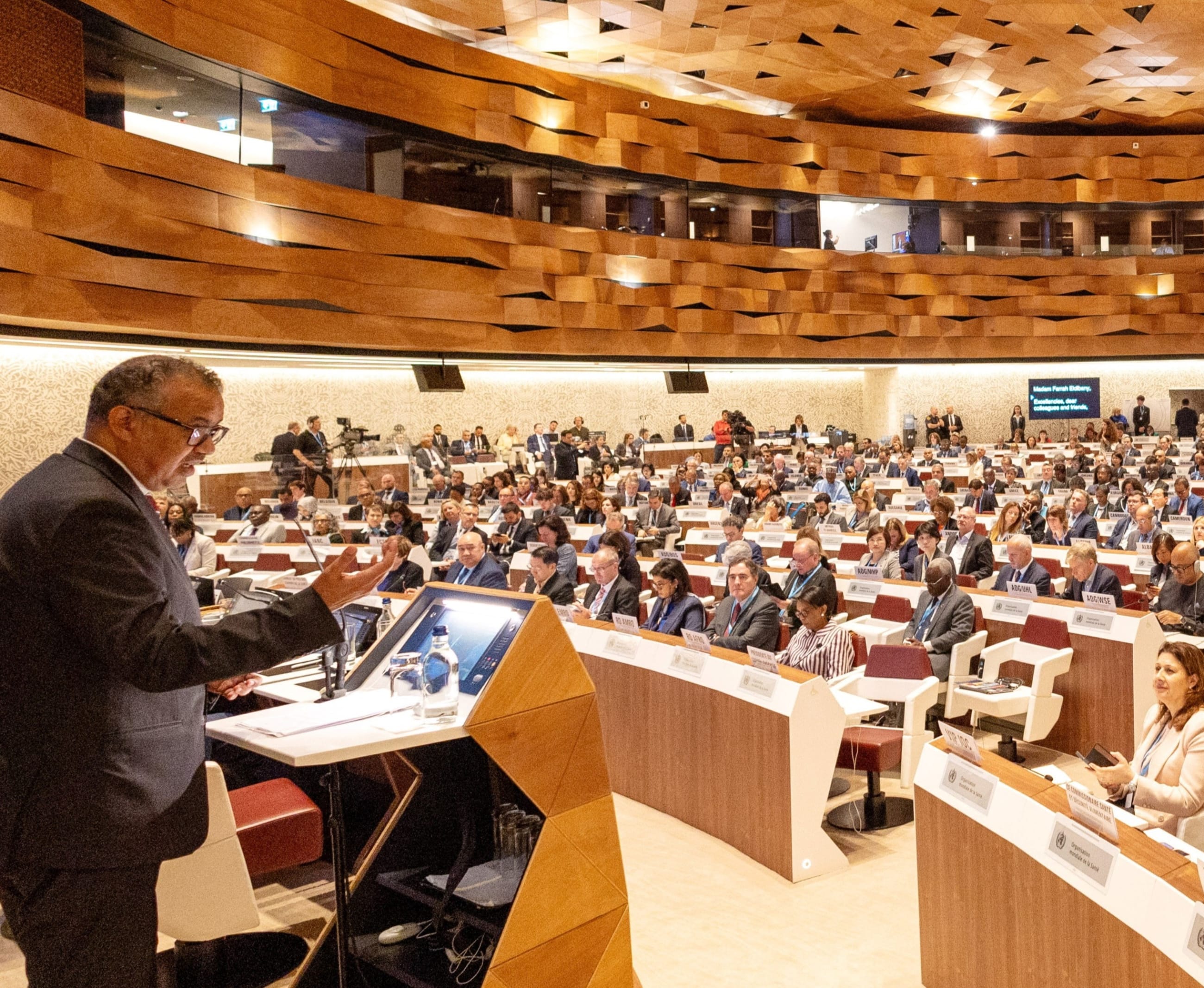 Tedros Adhanom Ghebreyesus, director-general of the World Health Organization, attends the World Health Assembly at the United Nations.
