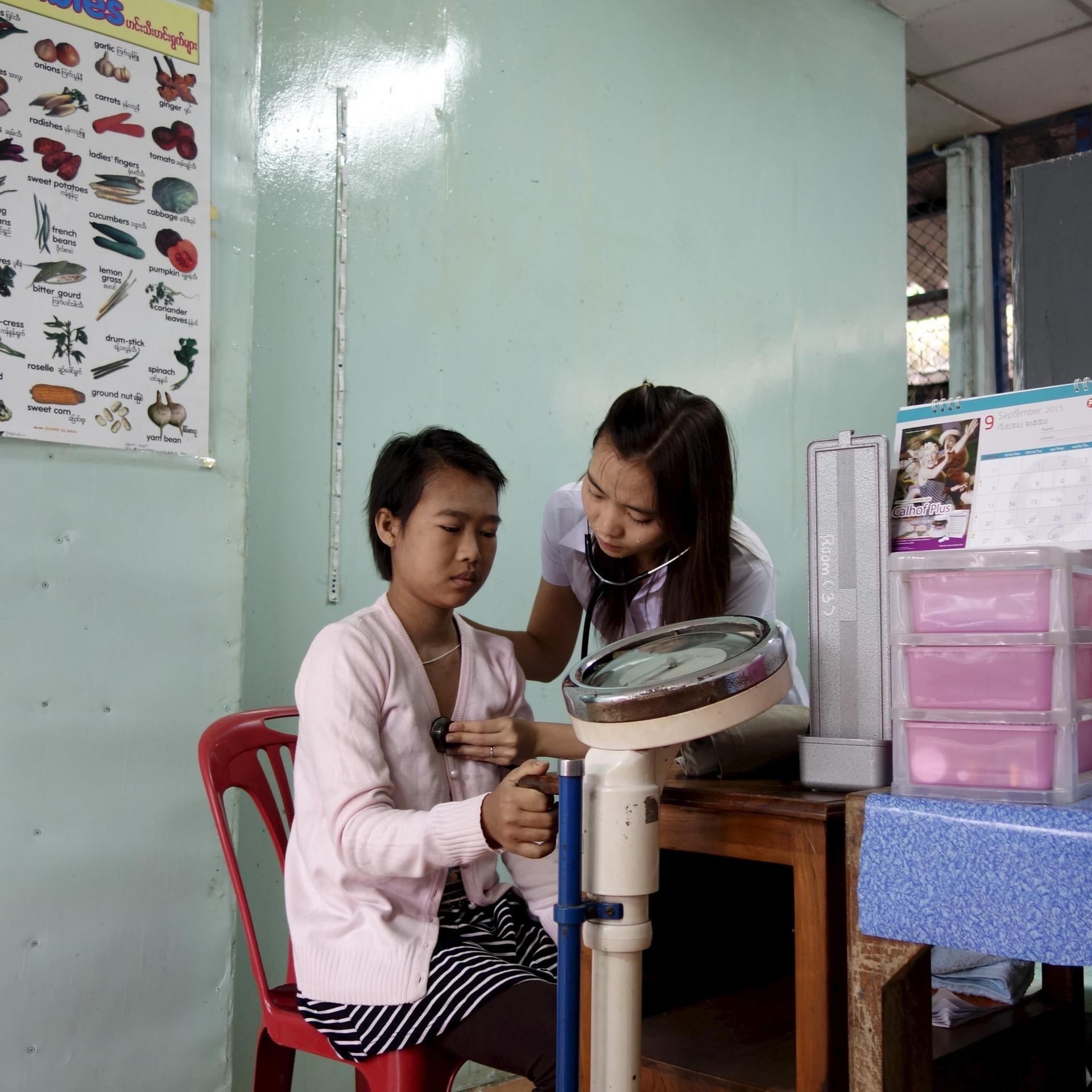 A refugee from Myanmar has her checkup done by a doctor at the Mae Tao clinic, in Mae Sot, Thailand, on October 30, 2015.