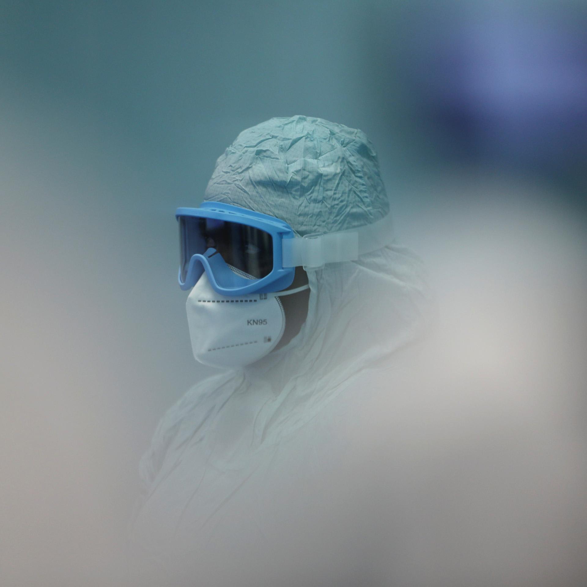 A worker is seen at Aspen Pharmacare's Johnson & Johnson COVID-19 vaccine facility, in Gqeberha, South Africa, on October 25, 2021.