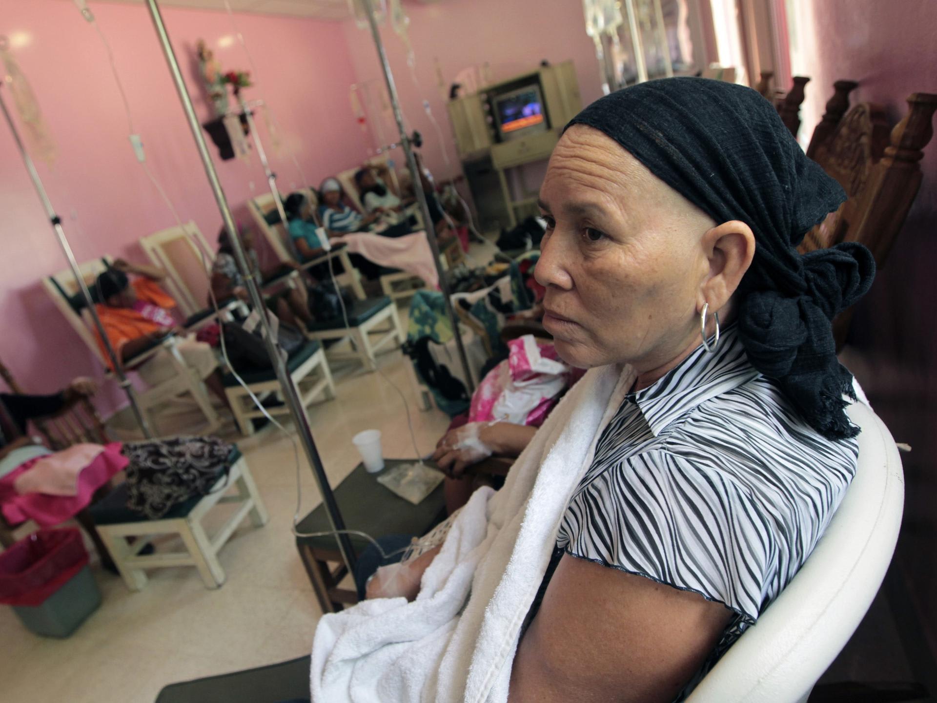 Women receive free treatment for breast cancer at the Bertha Calderon Women's Hospital, in Managua, Nicaragua, on October 17, 2012.