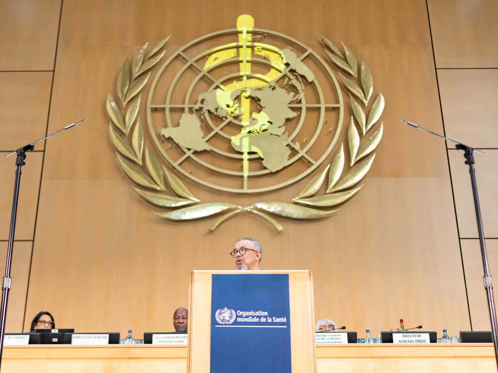 Director-General of the World Health Organisation (WHO) Dr. Tedros Adhanom Ghebreyesus speaks during the opening session of the WHO's 79th World Health Assembly at the United Nations in Geneva, Switzerland, May 18, 2026. REUTERS/Pierre Albouy
