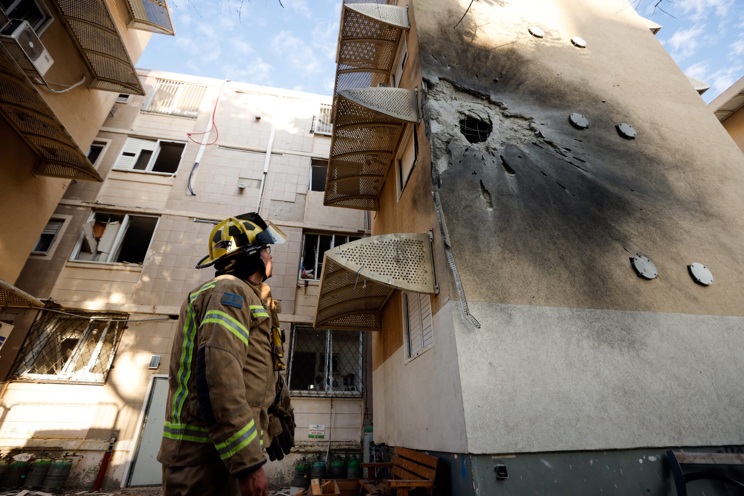A damaged home is seen after it was hit by a rocket launched from the Gaza Strip into Israel, in Sderot, southern Israel October 17, 2023.