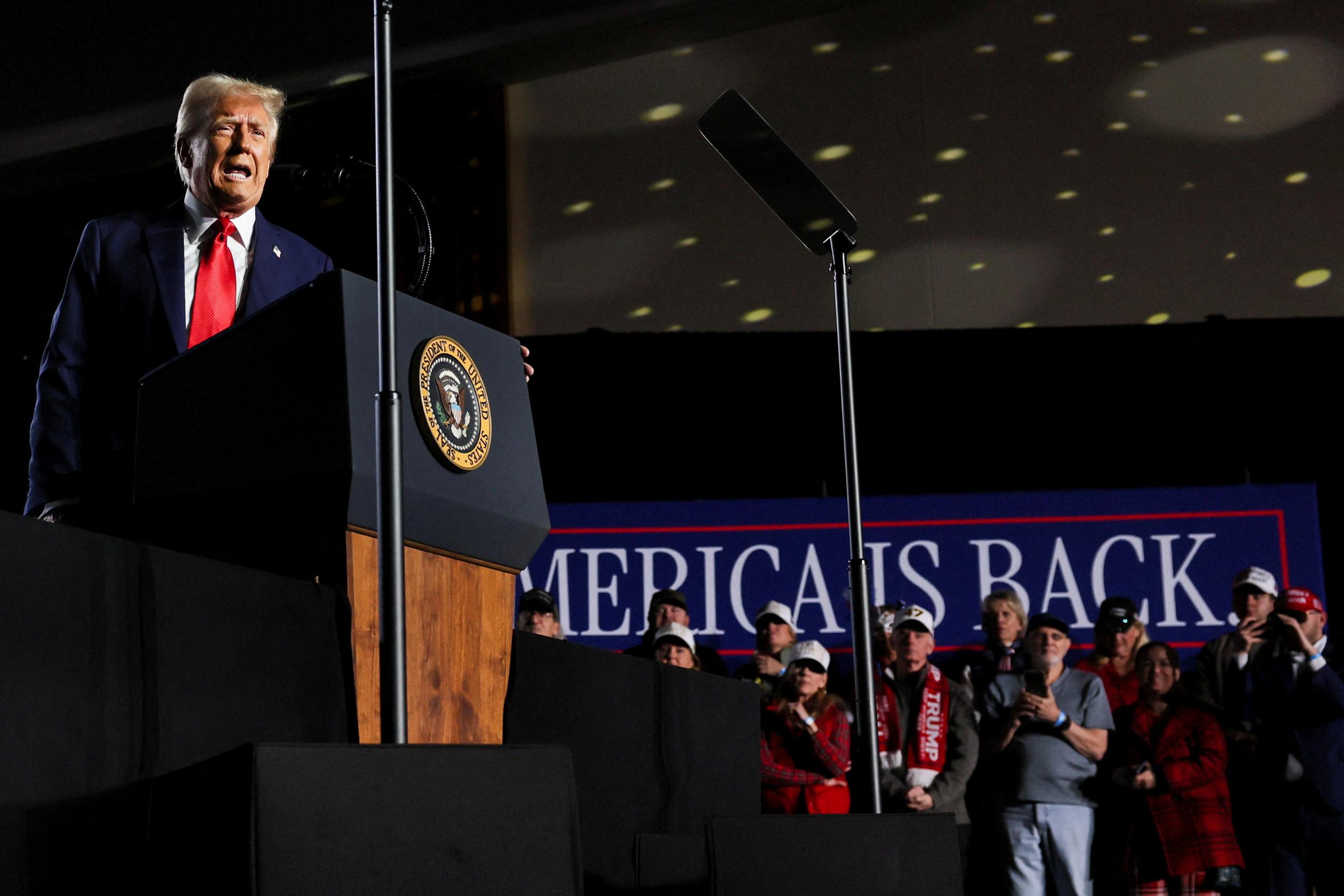 U.S. President Donald&nbsp;Trump&nbsp;attends an event about the economy at the Circa Resort and Casino, in Las Vegas, Nevada, on January 25, 2025.