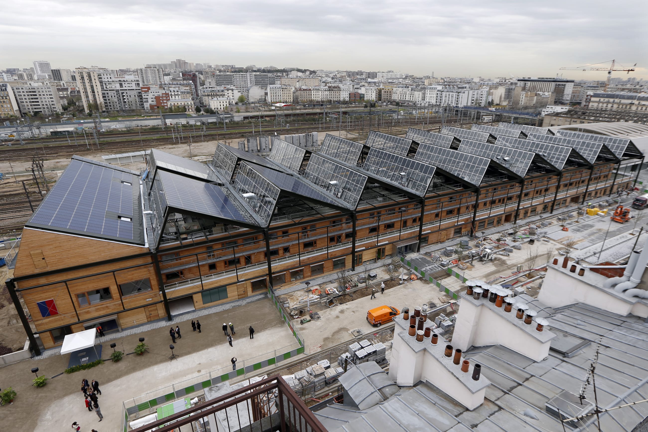 A general view of the solar power station Halle Pajol during its inauguration, in Paris, France, on April 15, 2013.