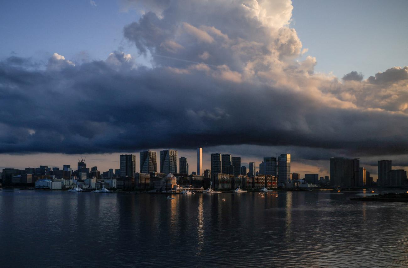 City&nbsp;skyline&nbsp;and harbor are seen at sunrise, in Tokyo, Japan, on July 24, 2021.