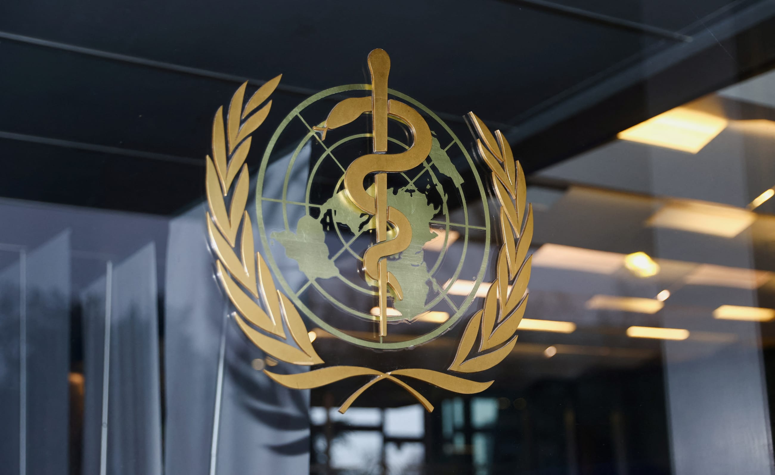 The World Health Organization (WHO) logo is pictured at the entrance of the WHO building, in Geneva, Switzerland, on December 20, 2021.