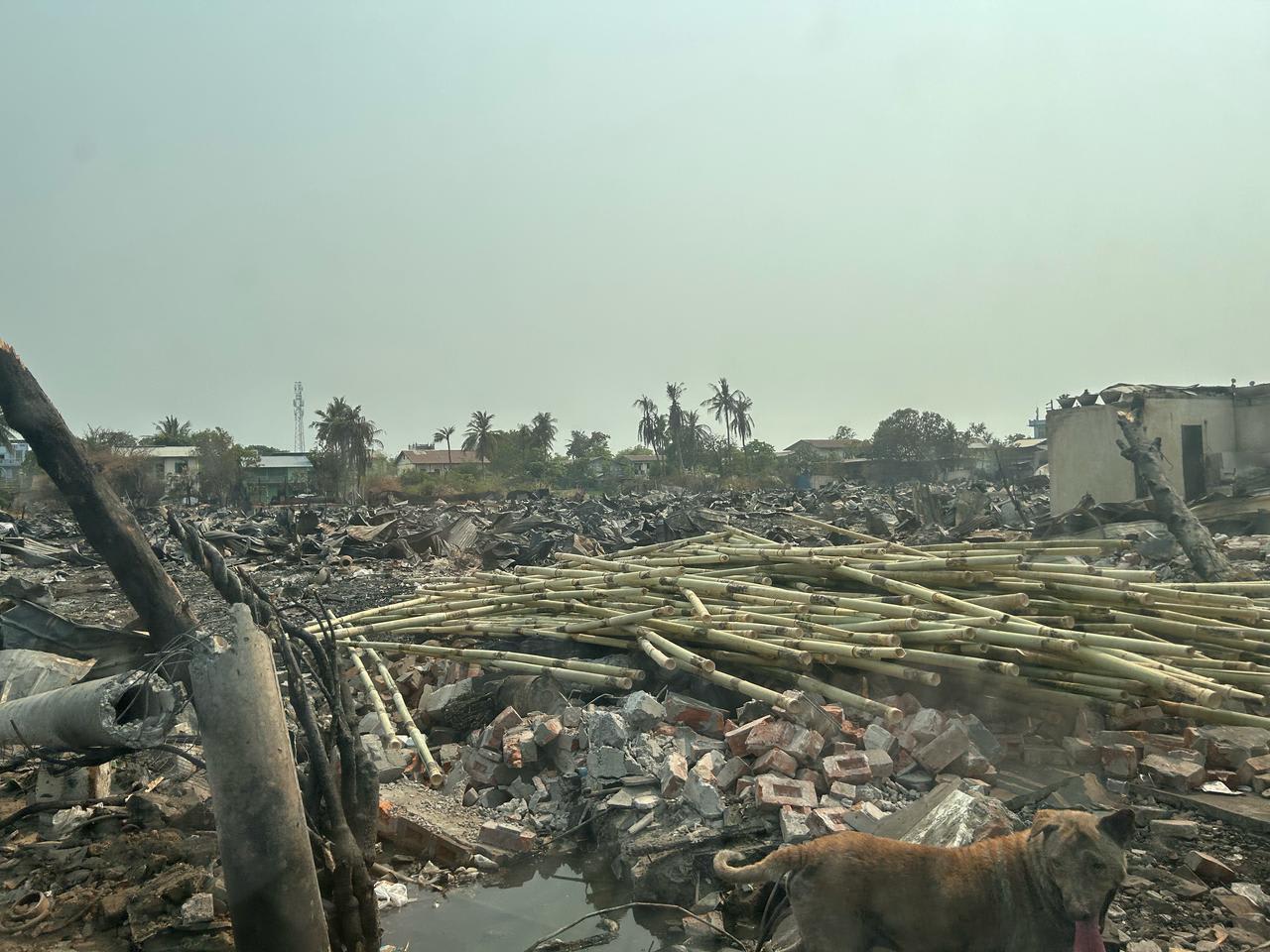Rubble is seen in Mandalay, Myanmar, after a magnitude 7.7 earthquake struck, on March 28, 2025.