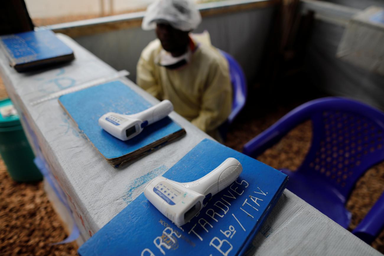 Thermometers are pictured at the entrance of an&nbsp;Ebola&nbsp;treatment center, in the town of Butembo, in Democratic Republic of Congo, on October 4, 2019. 