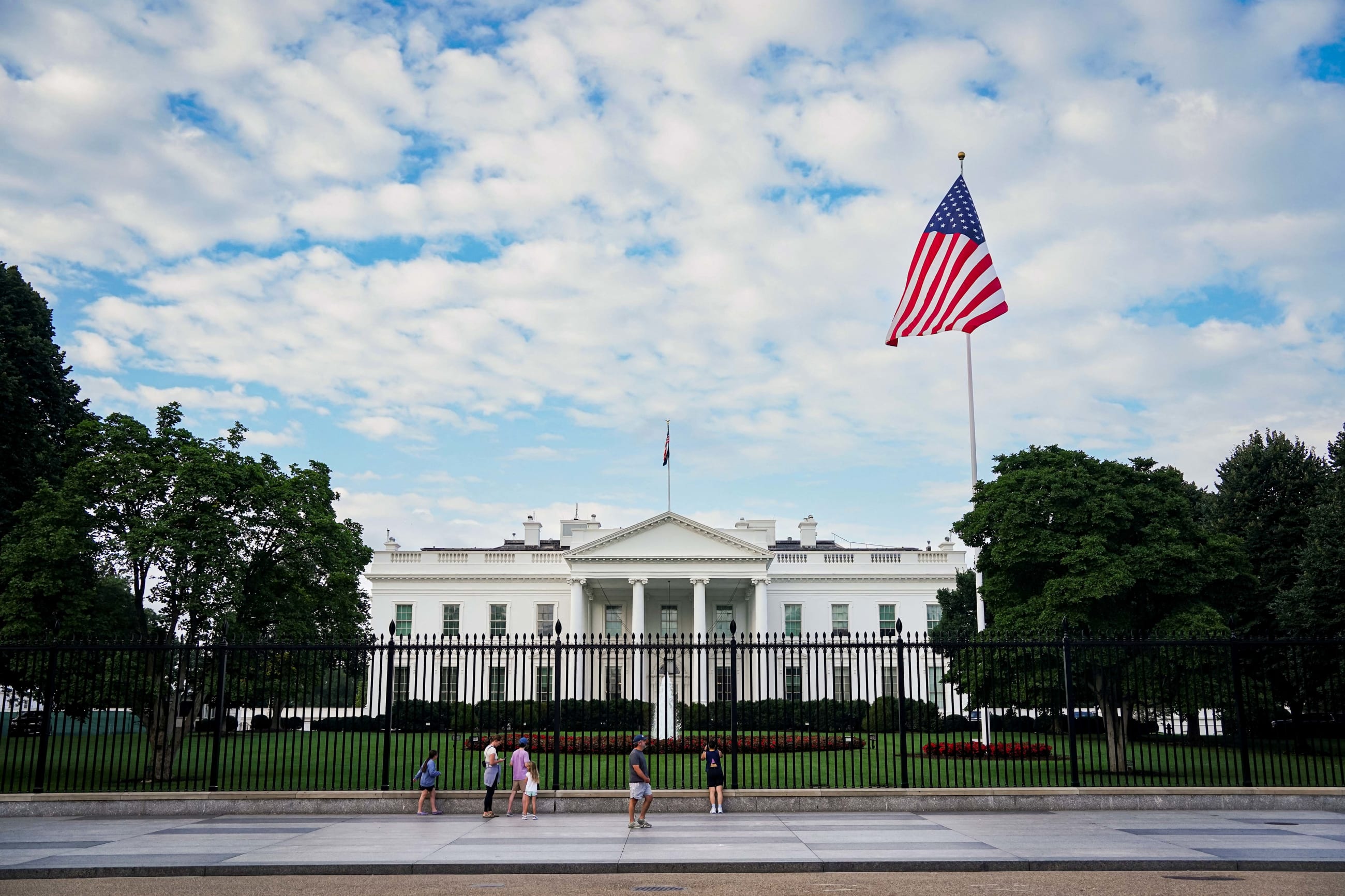 A general view of the White House, in Washington, DC, on July 20, 2025.