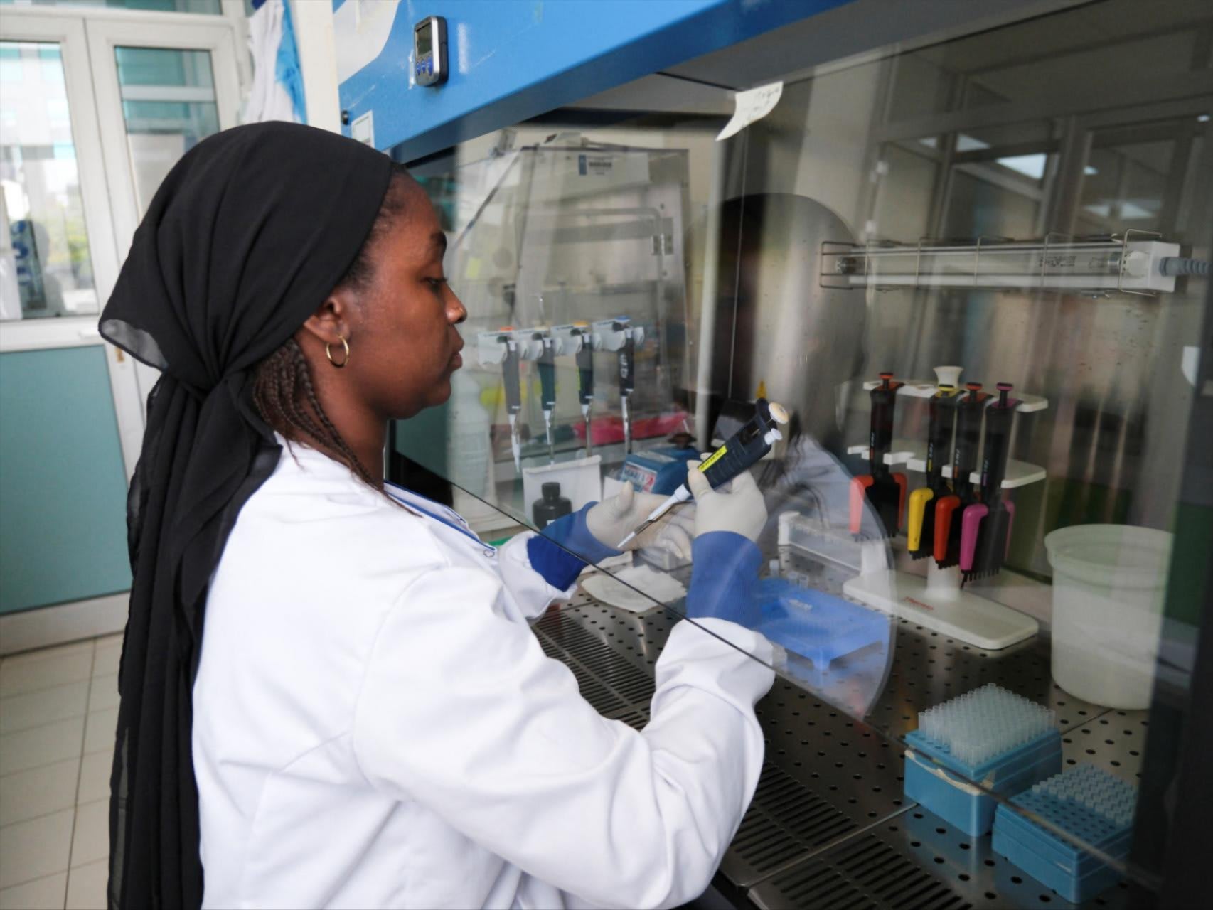 Seynabou Diop works at a station in a laboratory where the hantavirus genome was sequenced, at Institut Pasteur in Dakar, in Senegal, on May 19, 2026. 