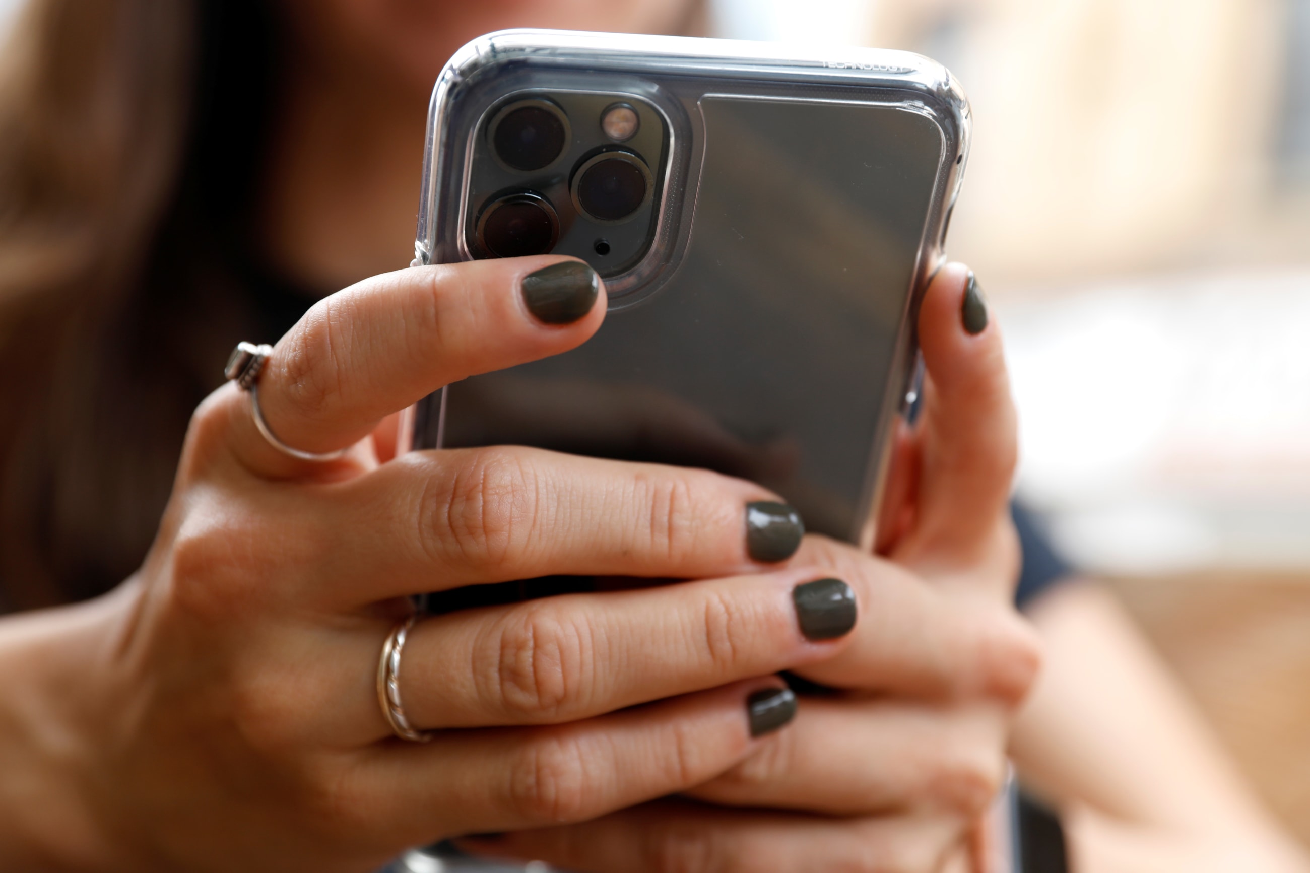 A person uses a cellphone, in Manhattan, New York City, on September 17, 2020.