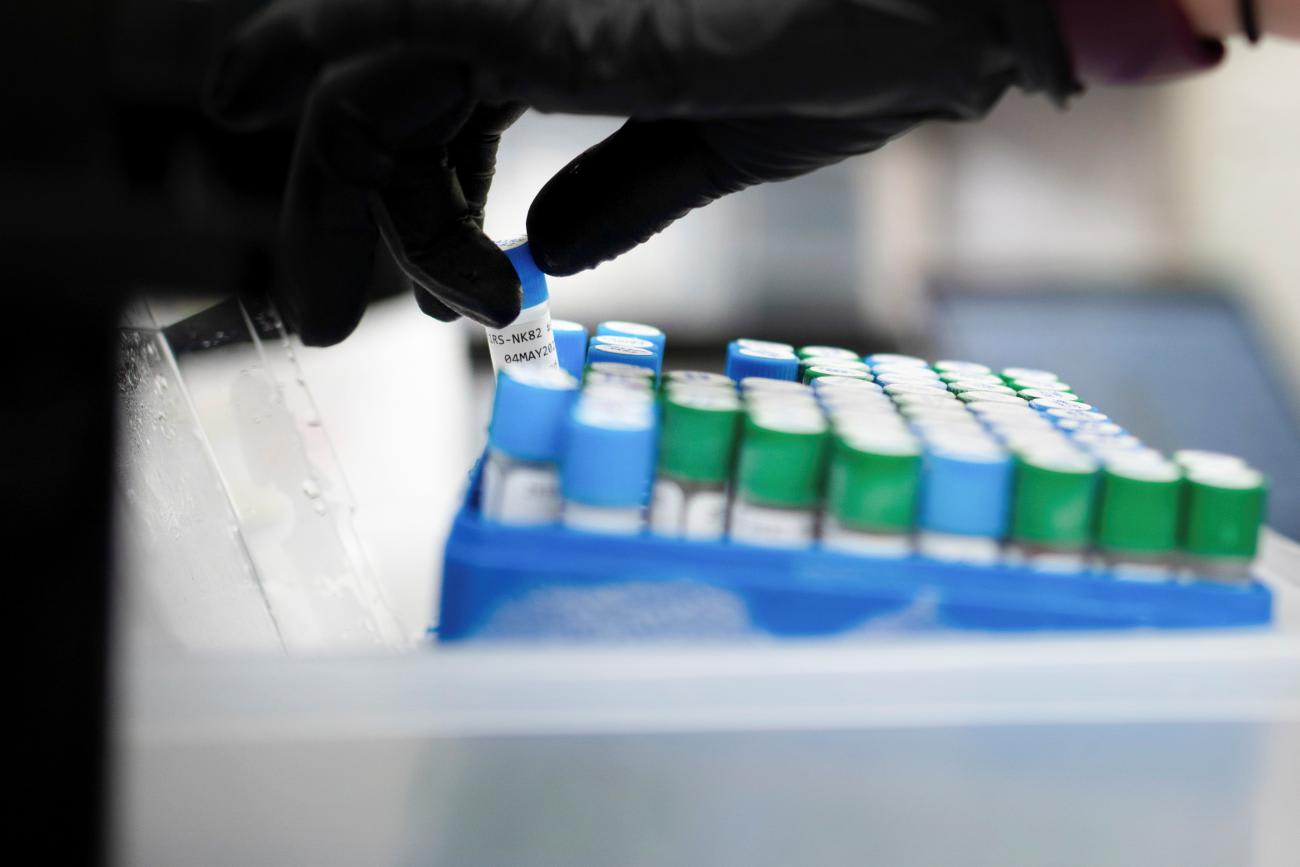 Medical research specialist Kelsey Williams takes inventory for an investigation at the Tulane National Primate Research Center in Covington, Louisiana, U.S., May 10, 2021.