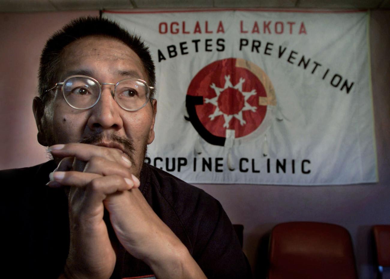 A man in the Porcupine Clinic on the Pine Ridge Indian Reservation in South Dakota.