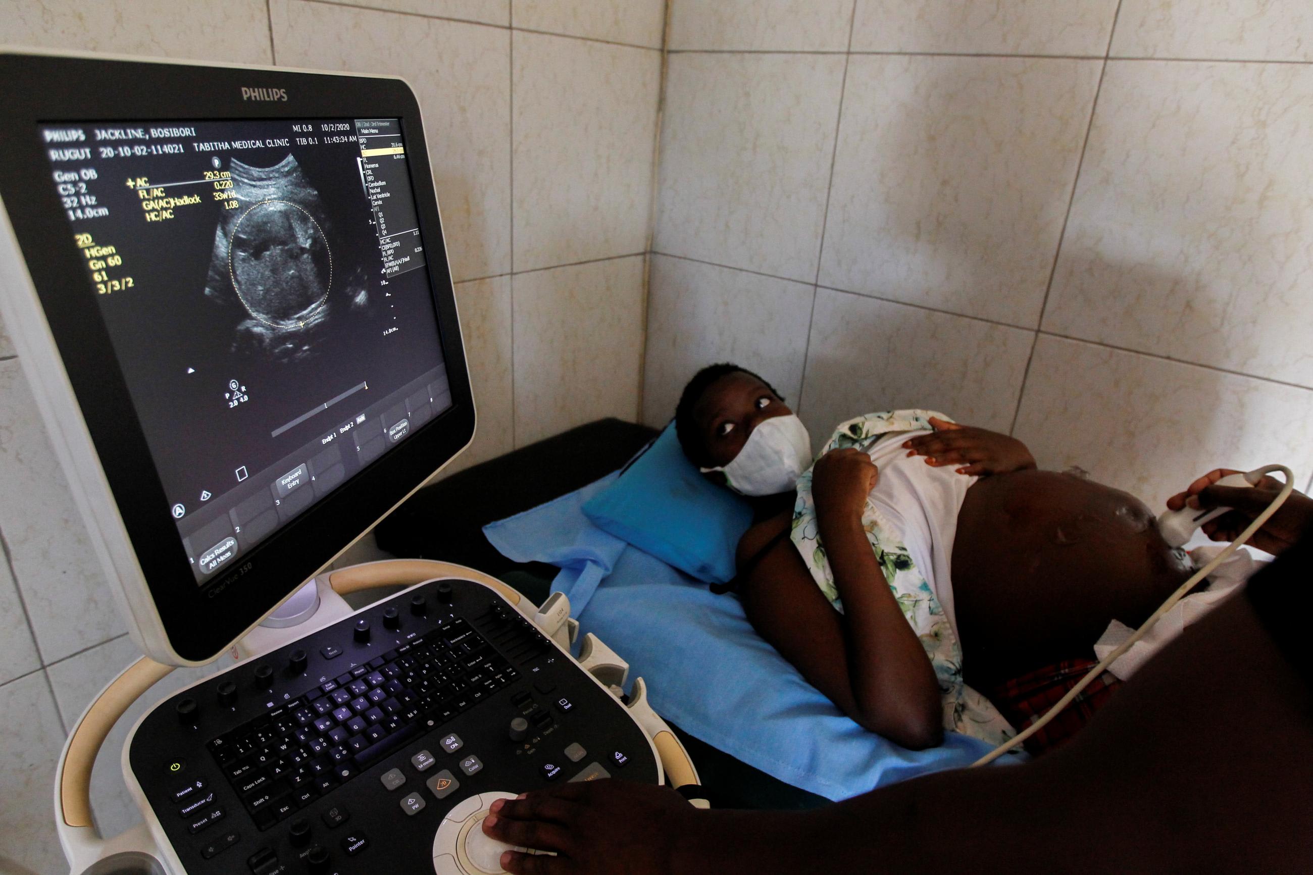 Jackline Bosibori attends an ultrasound appointment at Tabitha Medical Clinic.
