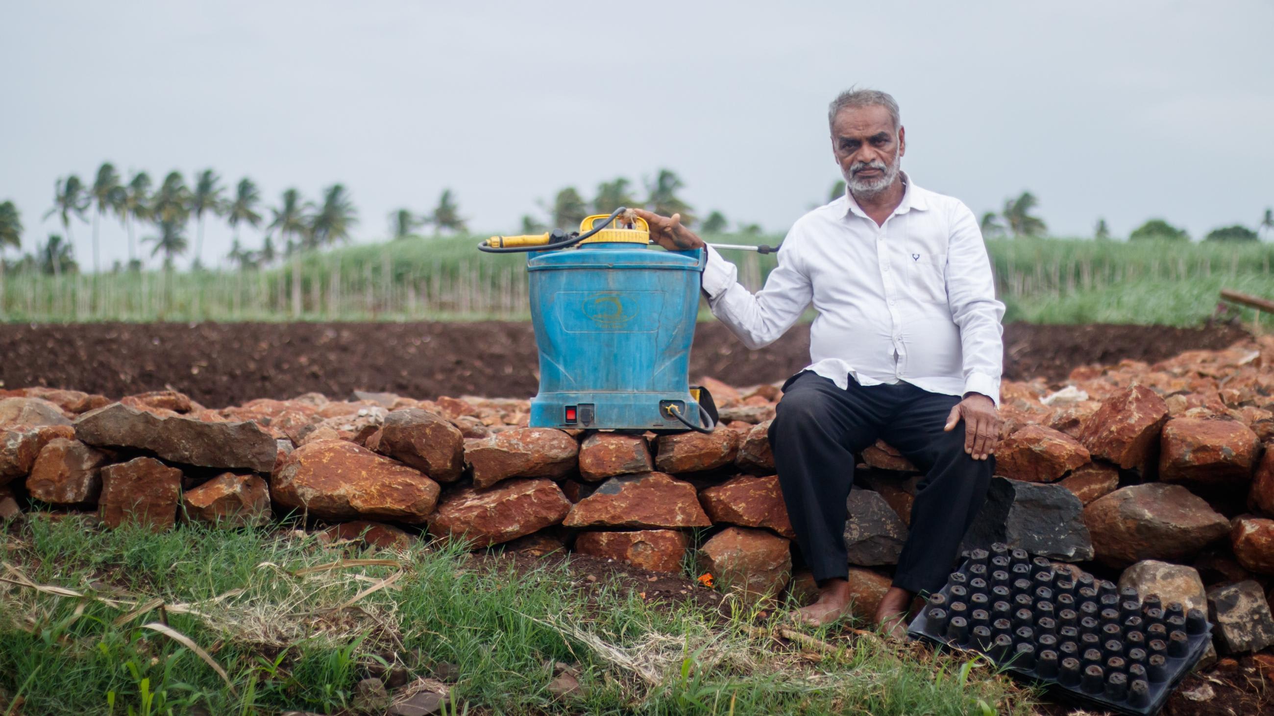 Farmer and agrochemical worker Annasso More was diagnosed with peripheral neuropathy because of overexposure to toxins, making it difficult for him to walk.