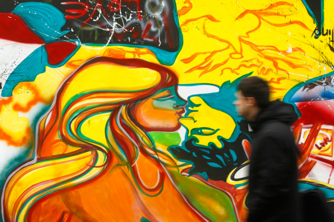 Romania's health ministry and NGOs launched HIV Street Art, a national information and education campaign to raise awareness about HIV and AIDS, in downtown Bucharest on January 10, 2014. REUTERS/Bogdan Cristel
