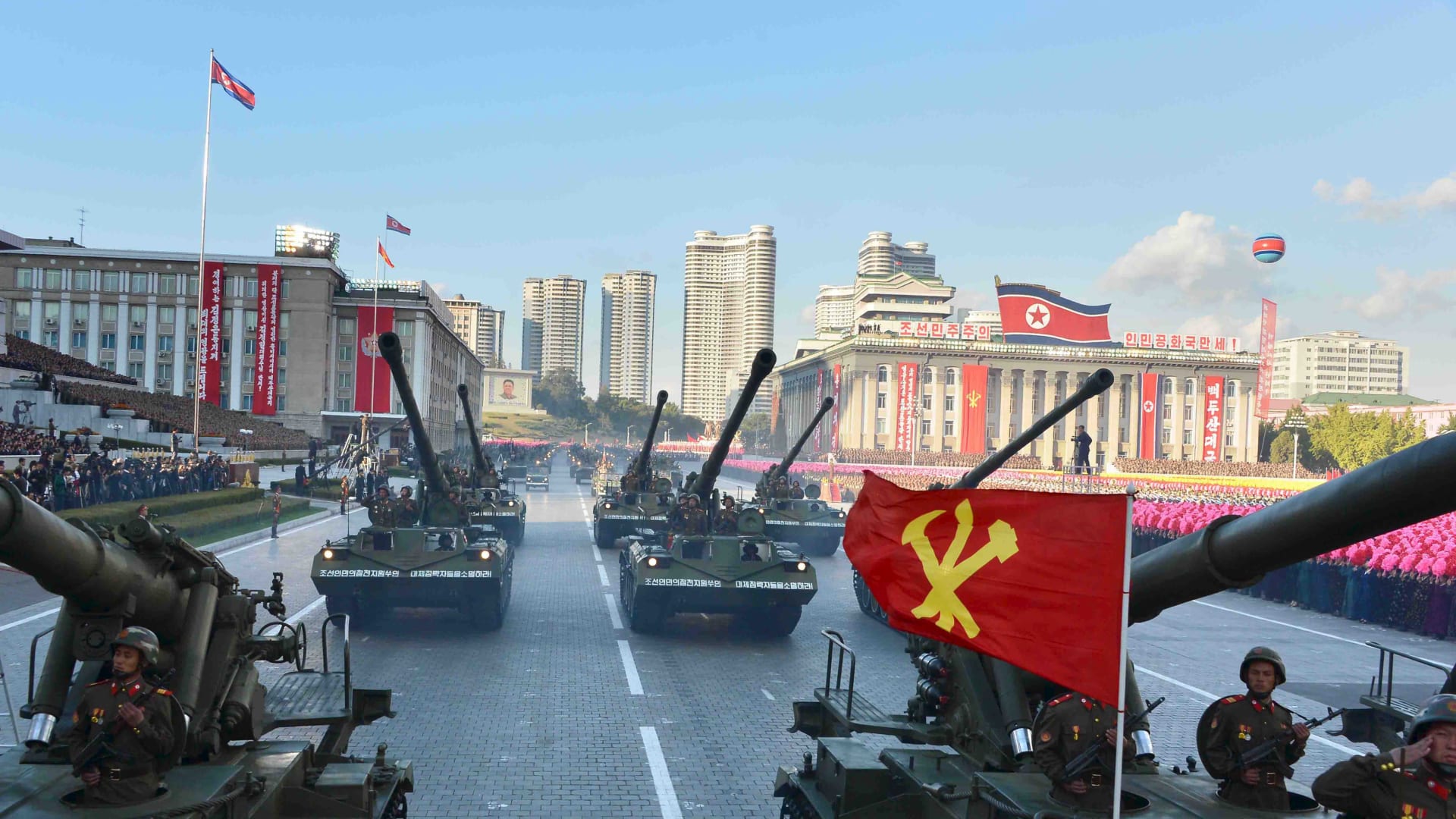 <p>North Korean military participate in the celebration of the 70th anniversary of the founding of the ruling Workers’ Party of Korea, in this undated photo released by North Korea’s Korean Central News Agency (KCNA) in Pyongyang on October 12, 2015.</p>

