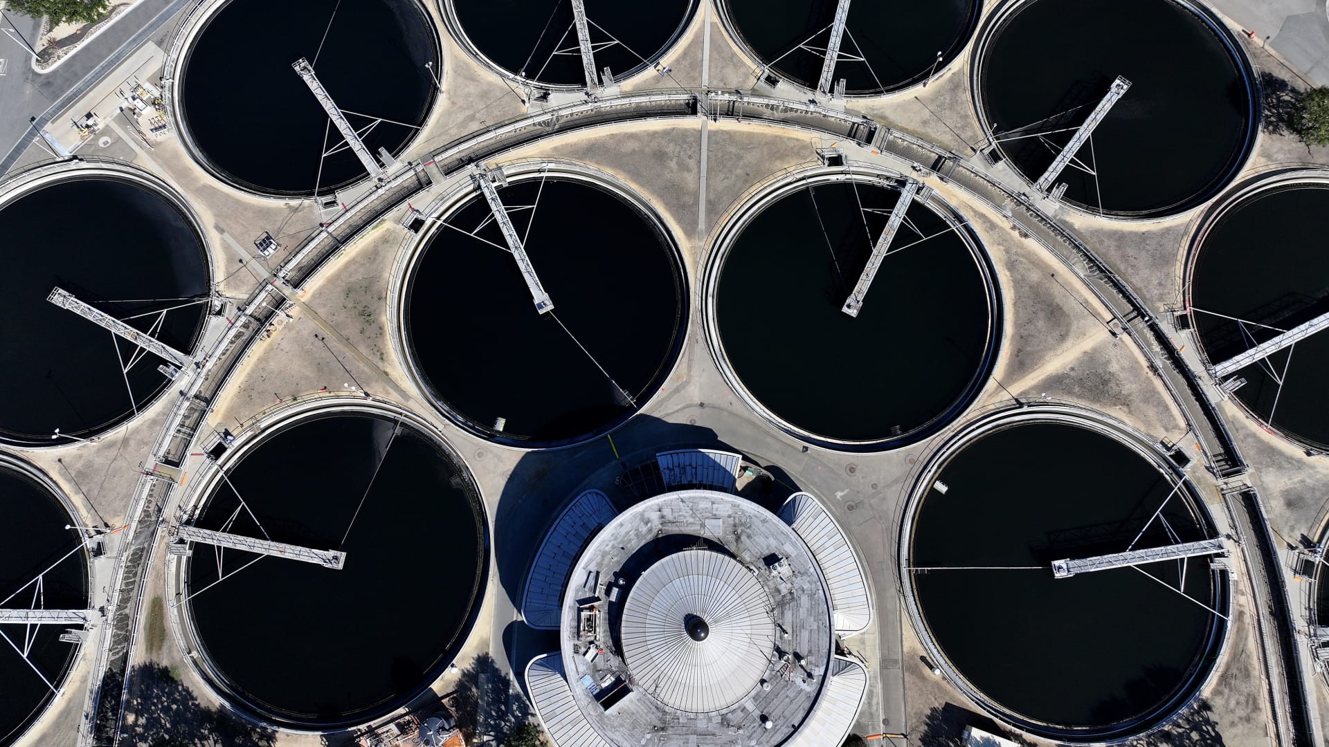 <p>A municipal wastewater treatment plant in Oakland, California, on March 20, 2024.</p>