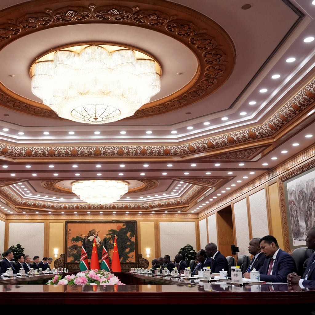 <p>Chinese President Xi Jinping and Kenyan President William Ruto attend a meeting at the Great Hall of the People on April 24, 2025, in Beijing.</p>
