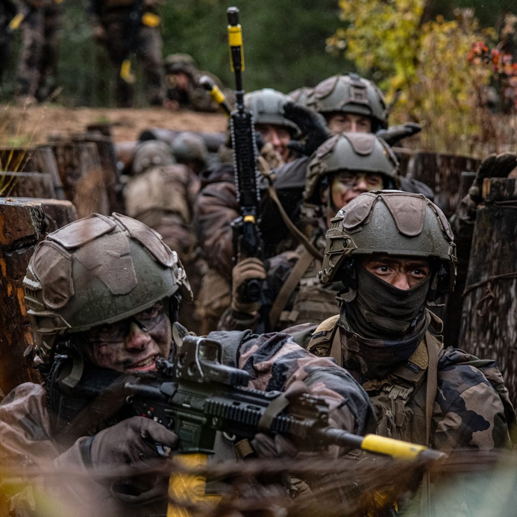 <p>French paratroopers and Estonian reservists conduct a joint training in trench warfare in October 2023.</p>
