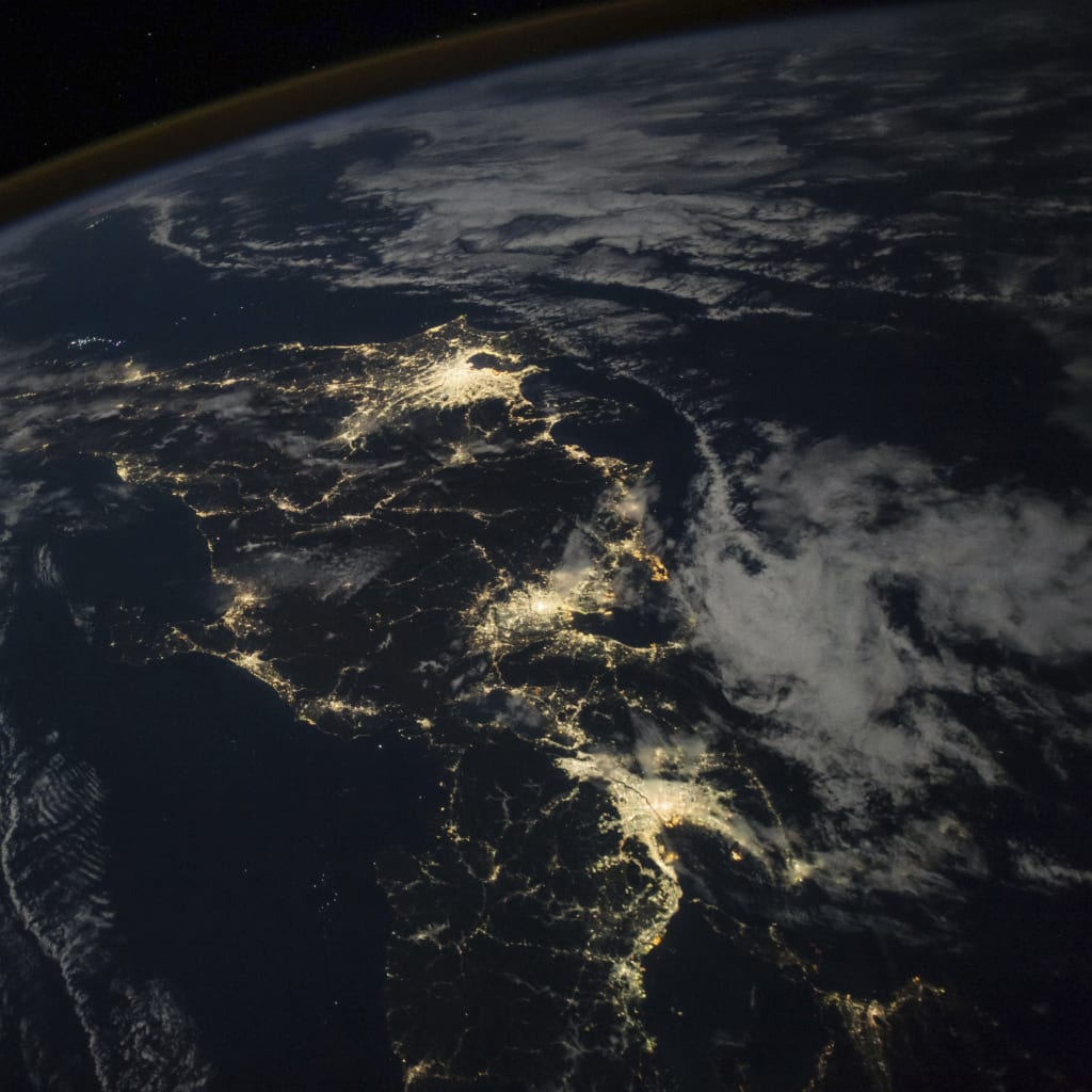 <p>View from space of the city lights of Japan at night on November 6, 2017.</p>
