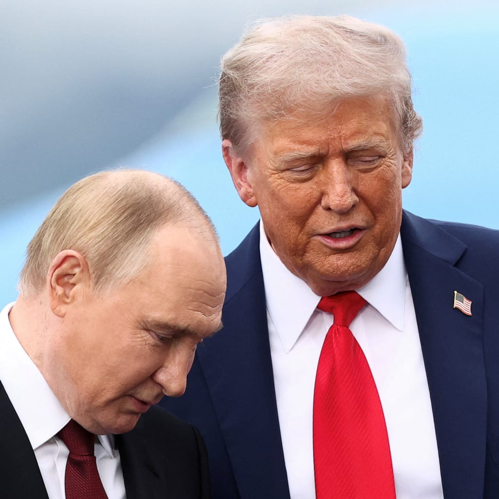 <p>U.S. President Donald Trump speaks with Russian President Vladimir Putin at Joint Base Elmendorf-Richardson in Anchorage, Alaska on August 15, 2025. </p>
