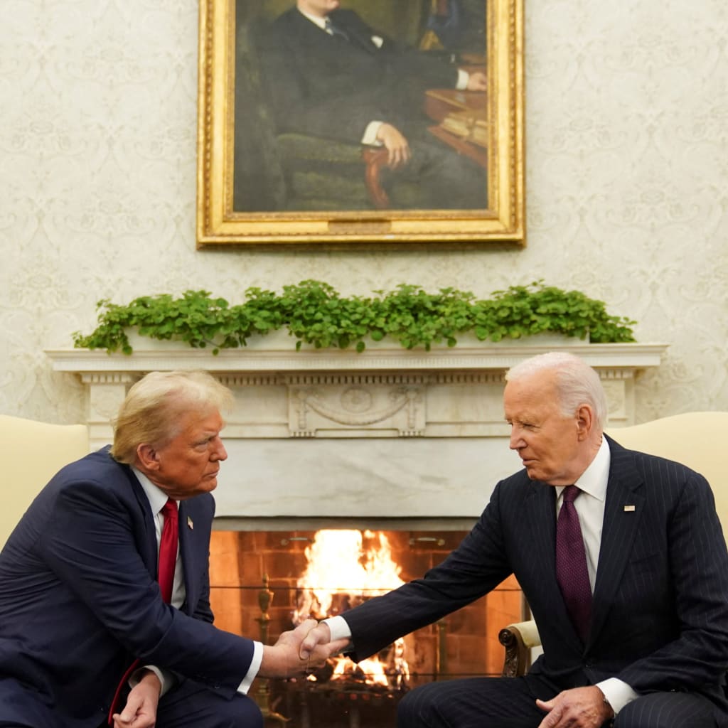 <p>U.S. President Joe Biden meets with President-Elect Donald Trump in the Oval Office at the White House in Washington, on November 13, 2024.</p>

