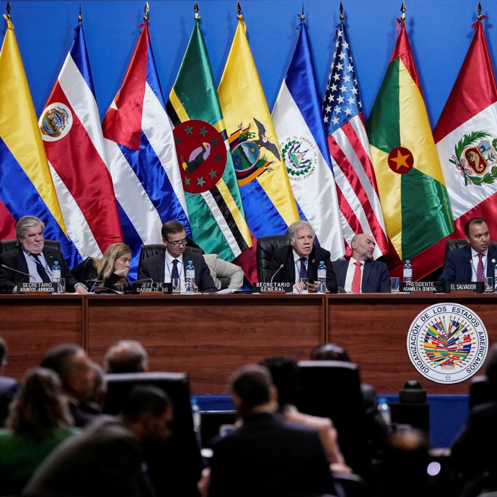 <p>Delegates at a session of Fifty-Second General Assembly of the Organization of American States in Lima, Peru, October 7, 2022. </p>
