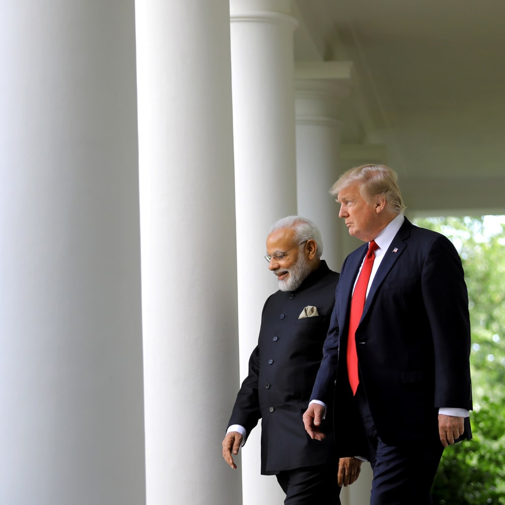 <p>U.S. President Donald J. Trump and Indian Prime Minister Narendra Modi attend a press conference.</p>
