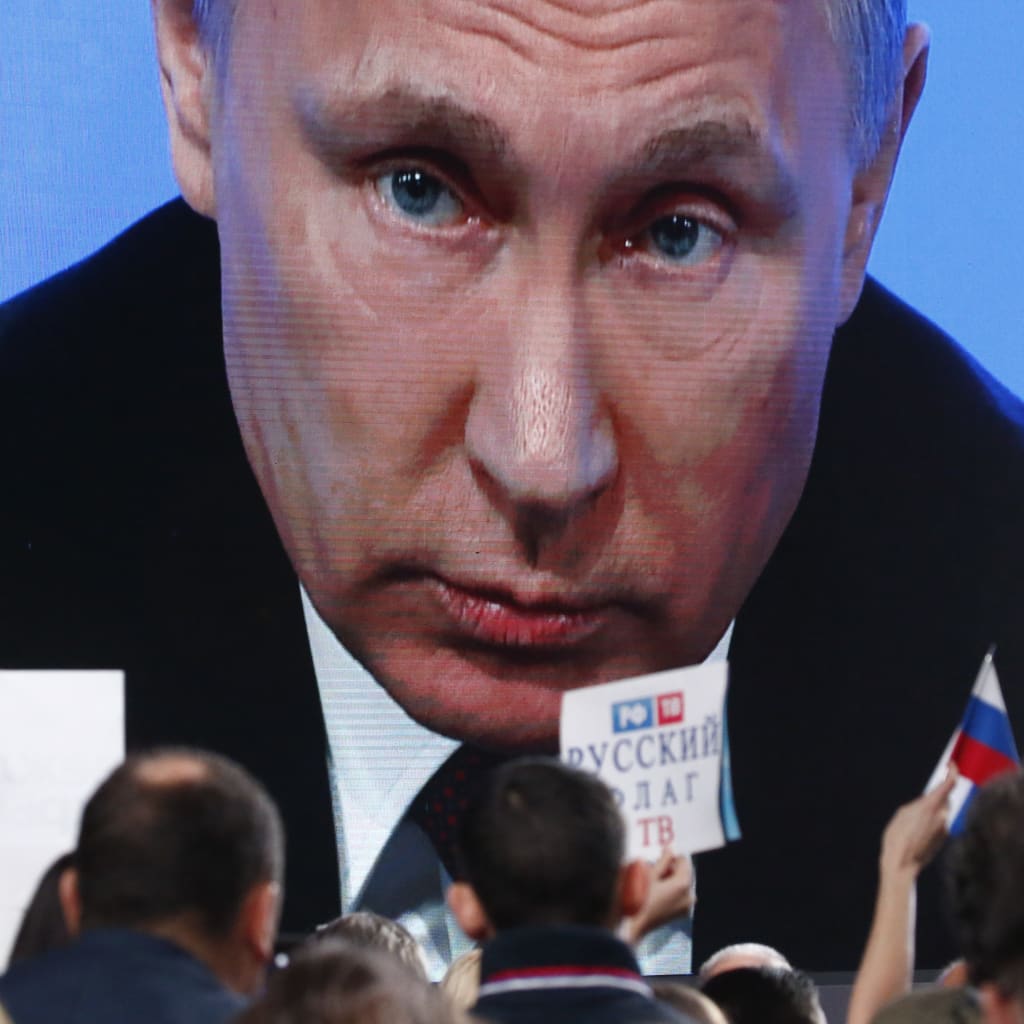 <p>Russian President Vladimir Putin during an annual news conference in Moscow.</p>
