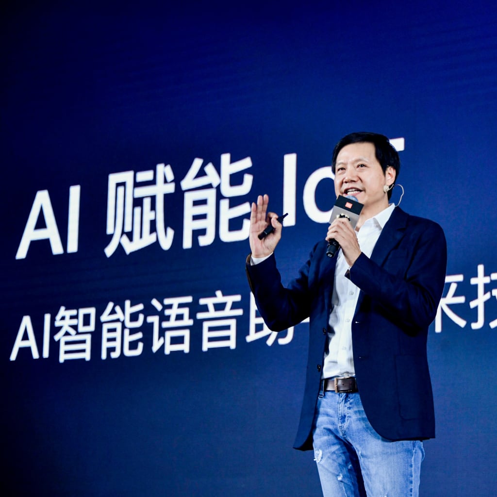 <p>Xiaomi’s founder and CEO, Lei Jun, speaks on artificial intelligence in Beijing, China.</p>
