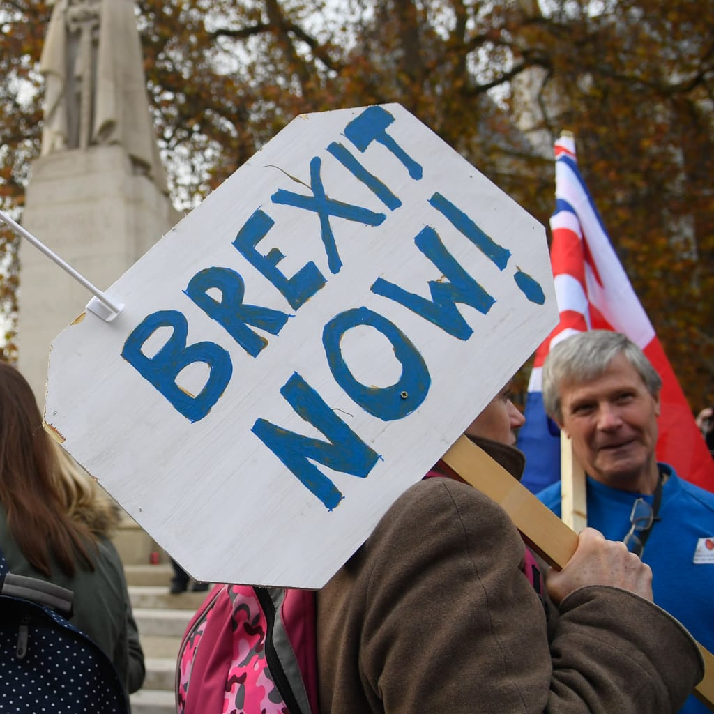 <p>Demonstrators supporting Brexit protest outside of the Houses of Parliament in London, Britain, November 23, 2016.</p>