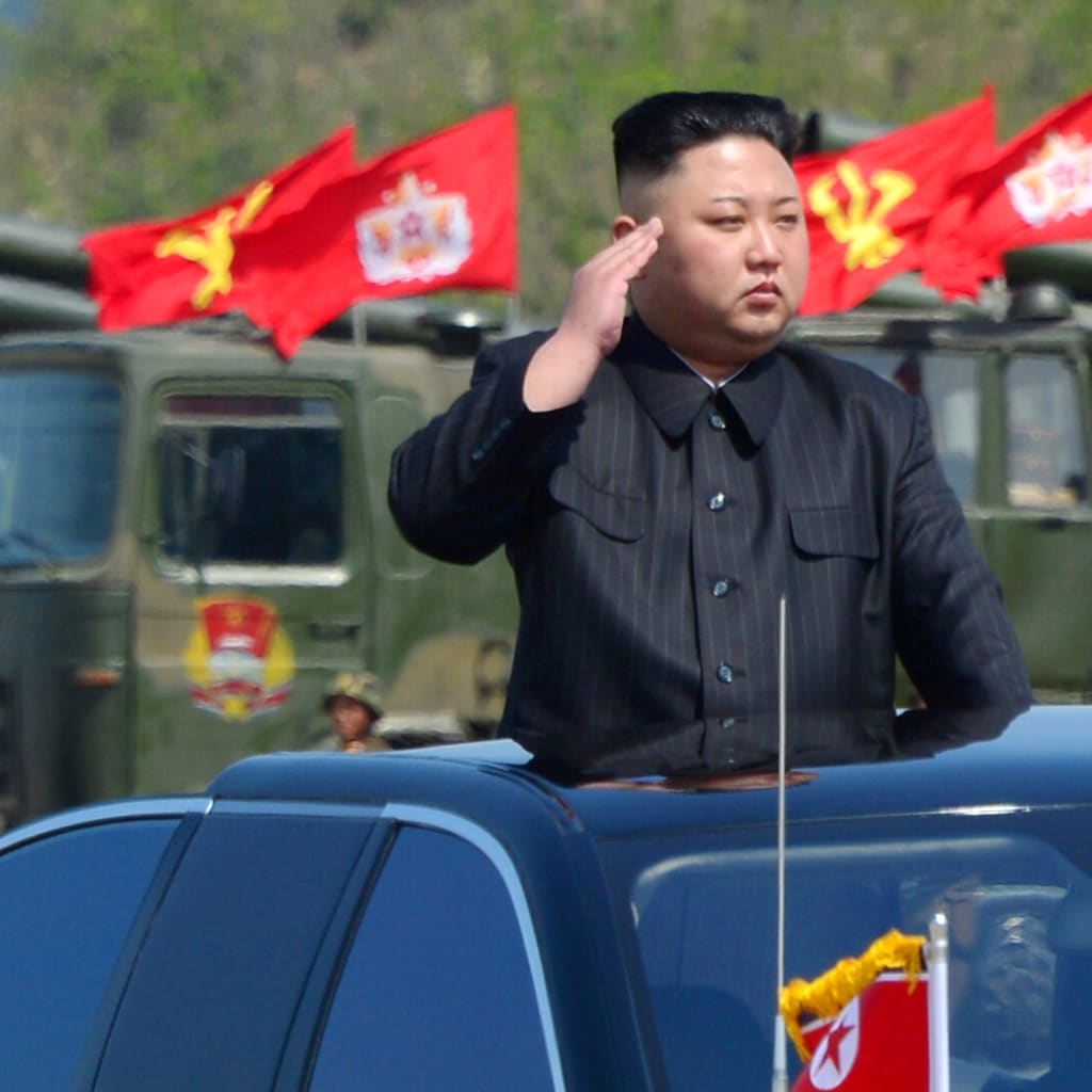 <p>North Korea’s leader Kim Jong Un watches a military drill marking the 85th anniversary of the establishment of the Korean People’s Army (KPA).</p>
