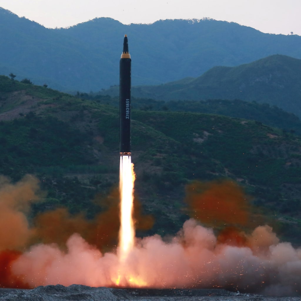 <p>A long-range strategic ballistic rocket is launched during a test in this photo released by North Korea’s Korean Central News Agency on May 15, 2017.</p>
