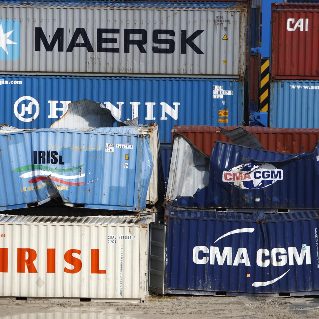 <p>Empty shipping containers used by the Islamic Republic of Iran Shipping Lines (IRISL Group) to evade trade sanctions that the United States and others have placed on Iran.</p>

