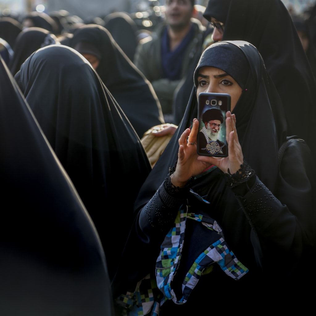 <p>Women gather in Tehran’s Imam Hussein Square to express their support for Iran’s government, January 31, 2019.</p>
