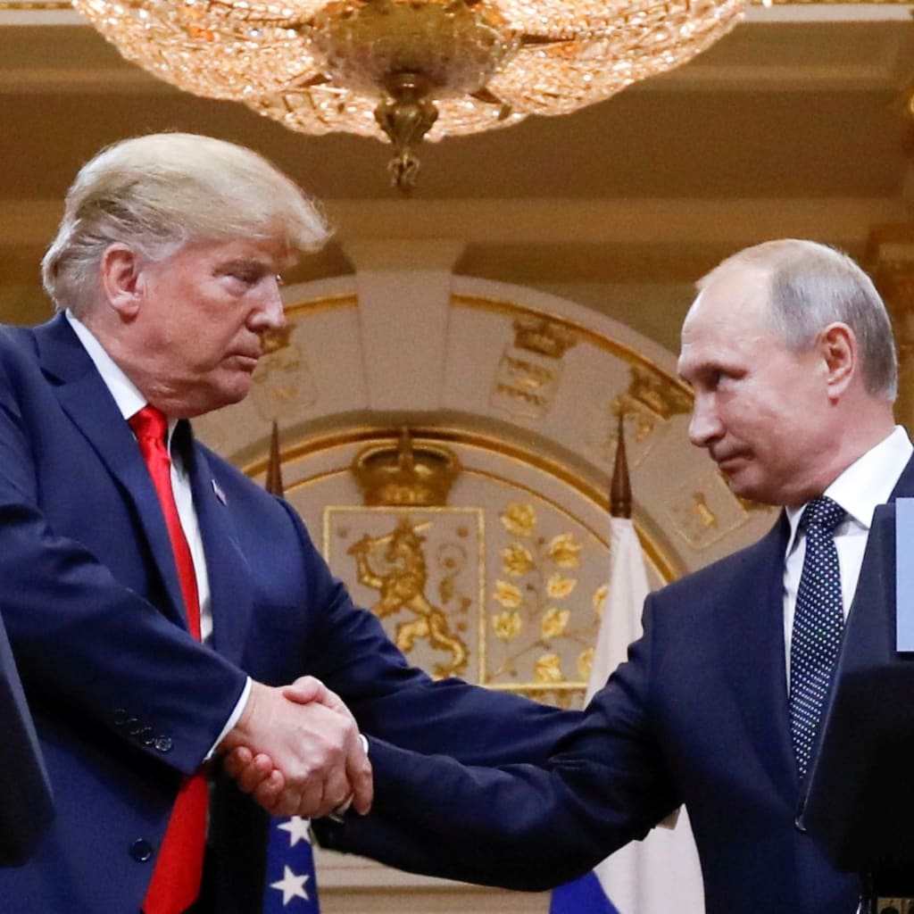 <p>U.S. President Donald Trump and Russian president Vladimir Putin shake hands after their meeting in Helsinki, Finland.</p>