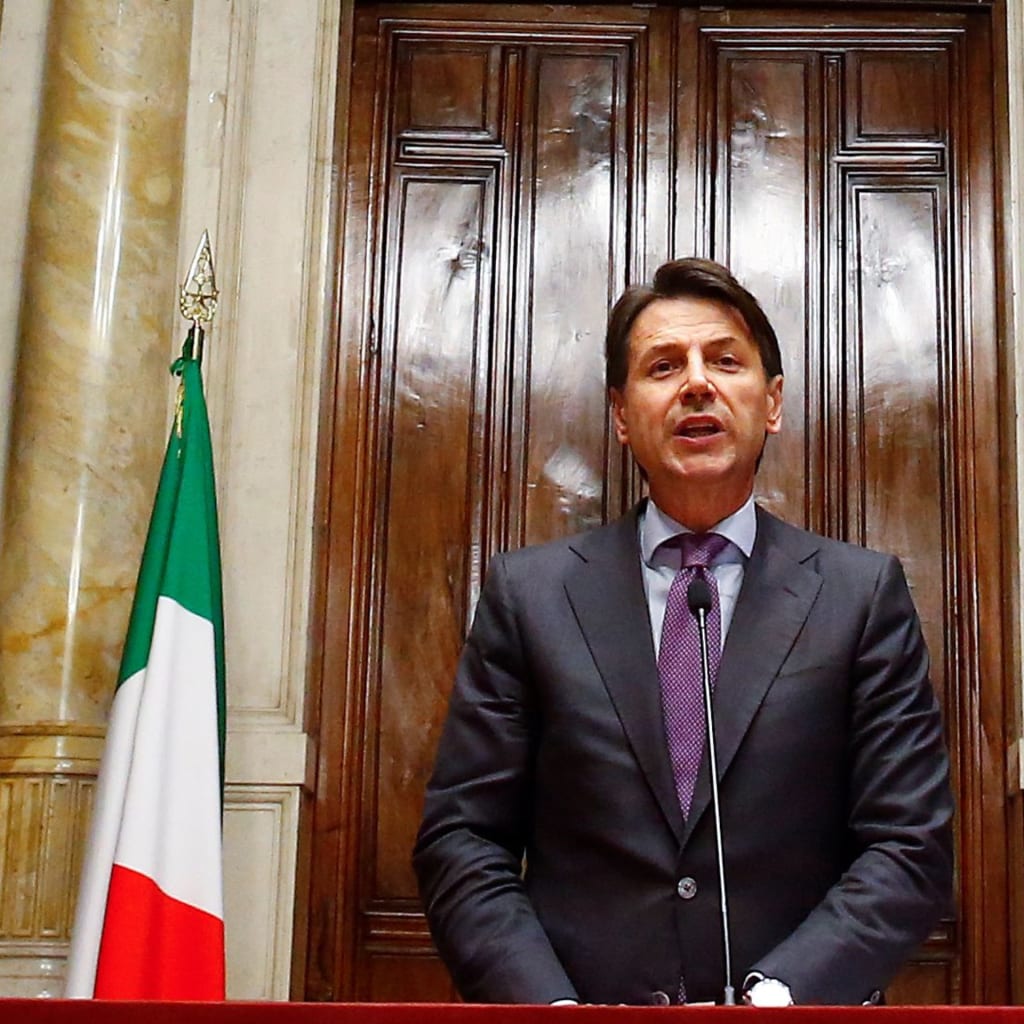 <p>Italy’s newly appointed Prime Minister Giuseppe Conte speaks to the media at the Lower House in Rome.</p>
