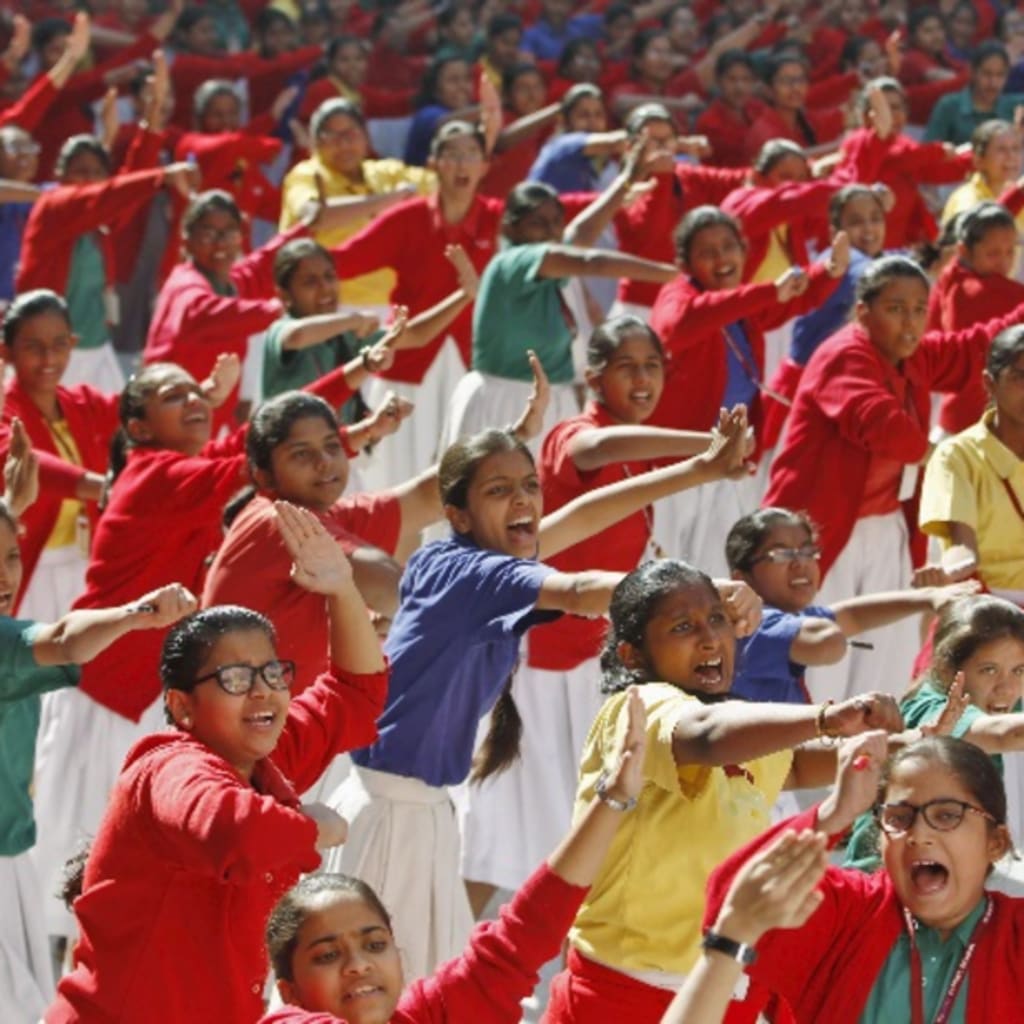 <p>Schoolgirls practice martial arts during an event in Ahmedabad, India, December 16, 2015, to mark the third anniversary of the fatal gang rape of a woman on a Delhi bus in December 2012. REUTERS/Amit Dave</p>
