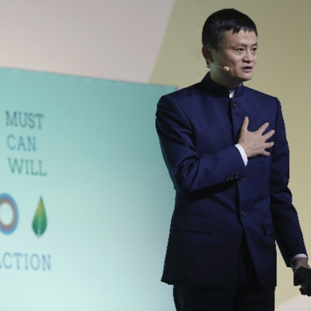 <p>Alibaba Executive Chairman Jack Ma delivers his speech during the World Climate Change Conference 2015 (COP21) at Le Bourget, near Paris, France, December 5, 2015. </p>
