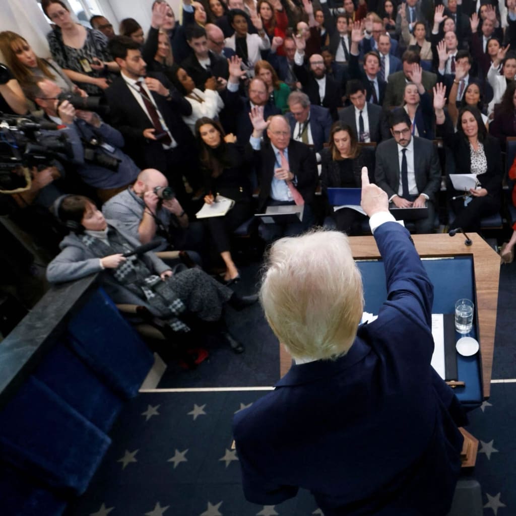 <p>President Donald Trump takes questions as he speaks to reporters in the White House Press Briefing Room in Washington, DC, January 30, 2025.</p>
