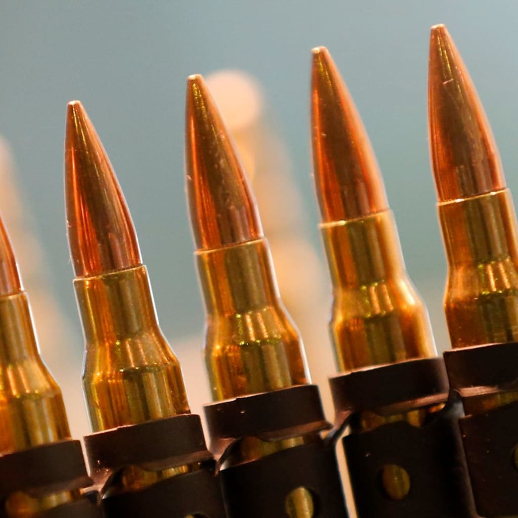 <p>Bullets are displayed at the Defense and Security International Exhibition trade show for the defense industry in Latin America. </p>
