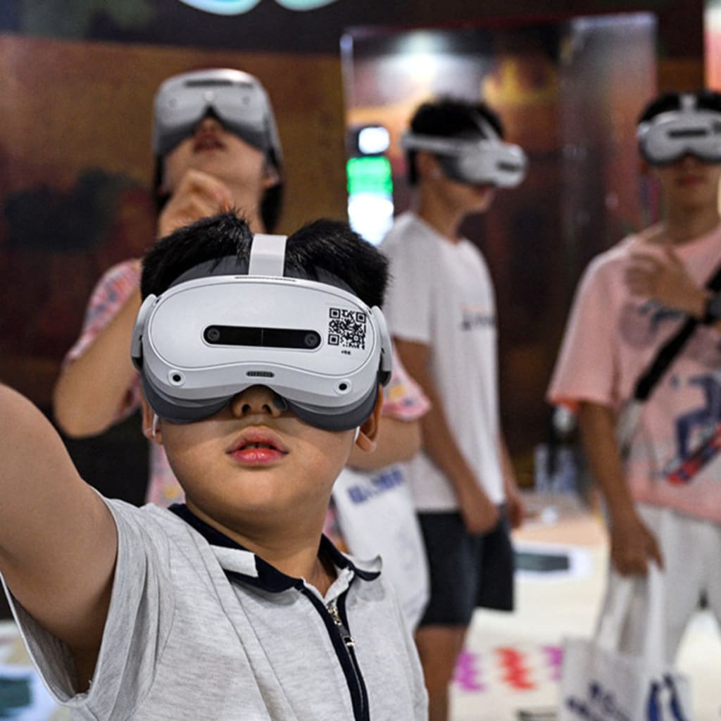 <p>People use augmented reality headsets during the World Artificial Intelligence Conference (WAIC) in Shanghai on July 28, 2025. </p>
