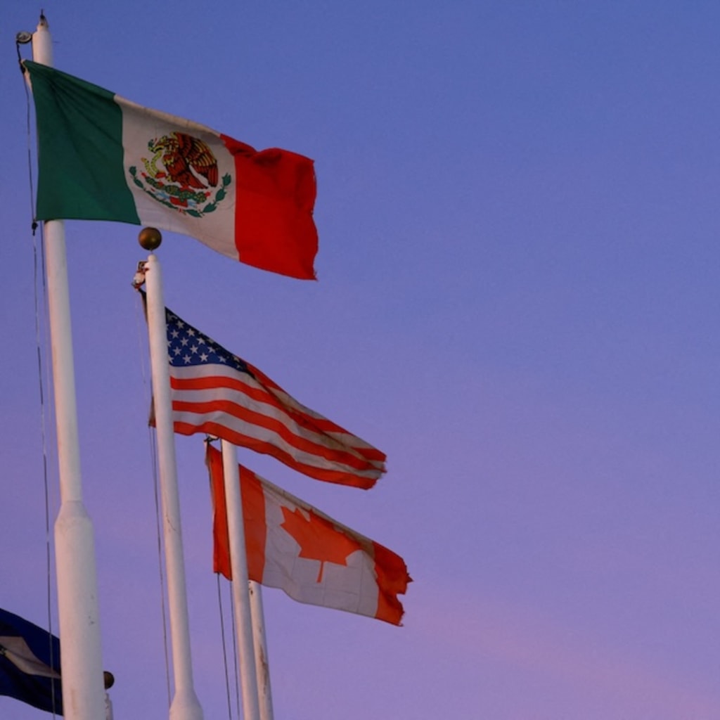 <p>The flags of Mexico, the United States and Canada fly in Ciudad Juarez, Mexico February 1, 2025. </p>
