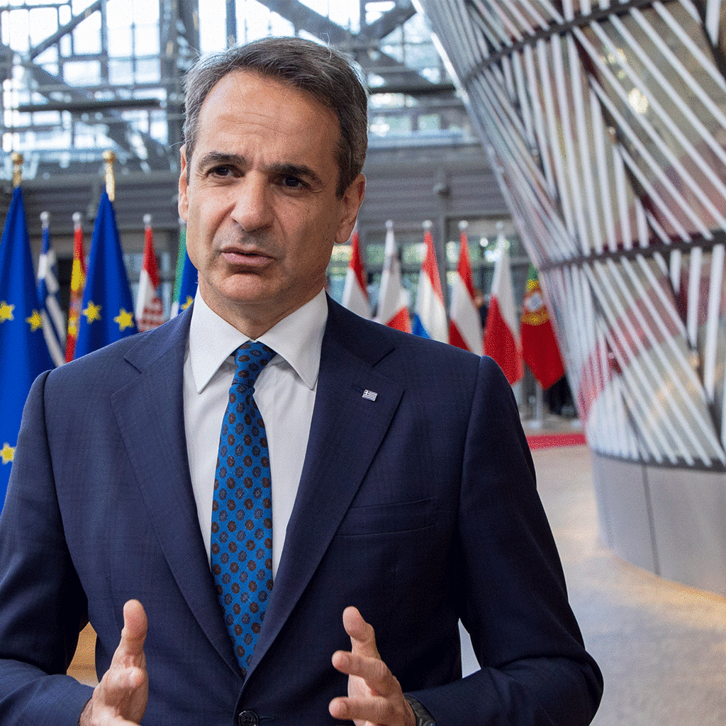 Kyriakos Mitsotakis Prime Minister Of Greece At The European Council Summit