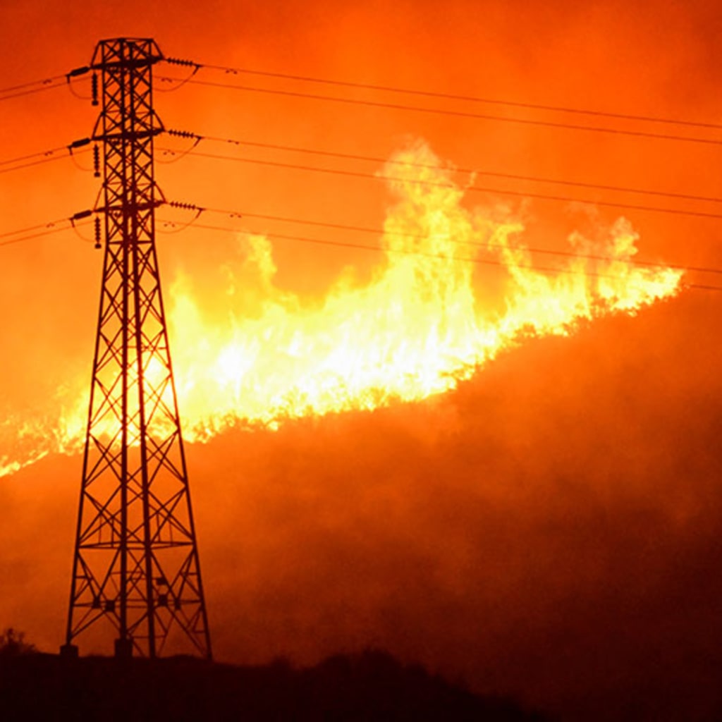 Electricity Grid Near Wildfire in California
