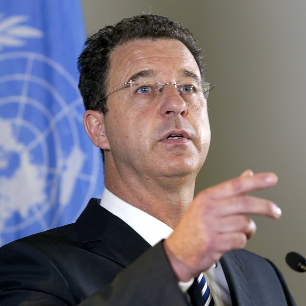 <p>Serge Brammertz, the main prosecutor of the International Criminal Tribunal for the former Yugoslavia (ICTY), attends a news conference on the charges against former Bosnian-Serb general Ratko Mladic, in The Hague June 1, 2011</p>
