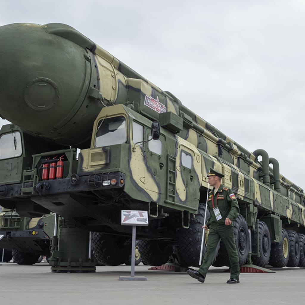 <p>The RT-2PM2, Topol-M, one of the most recent intercontinental ballistic missiles to be deployed by Russia, in Moscow, August 20, 2022.</p>
